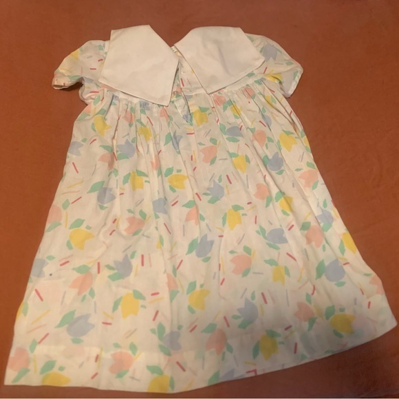 Vintage Polly Flinders Girls  6X Smocked Tulip‎ Button Floral Dress - Picture 5 of 5